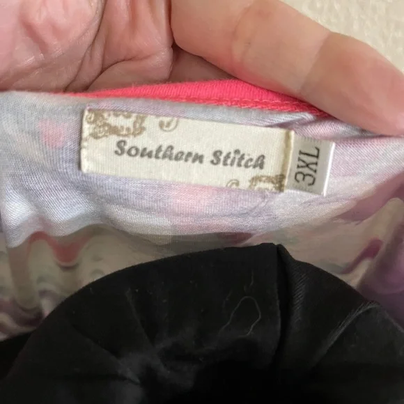 Southern Stitch Pink and Gray Top - Picture 3 of 3